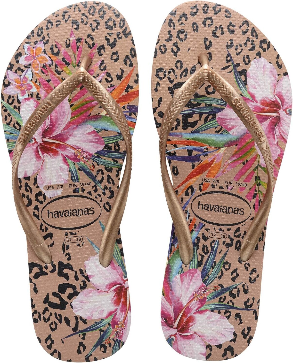 

Сандалии Havaianas Kids Slim Animal Floral Flip Flop Sandal, цвет Crocus Rose
