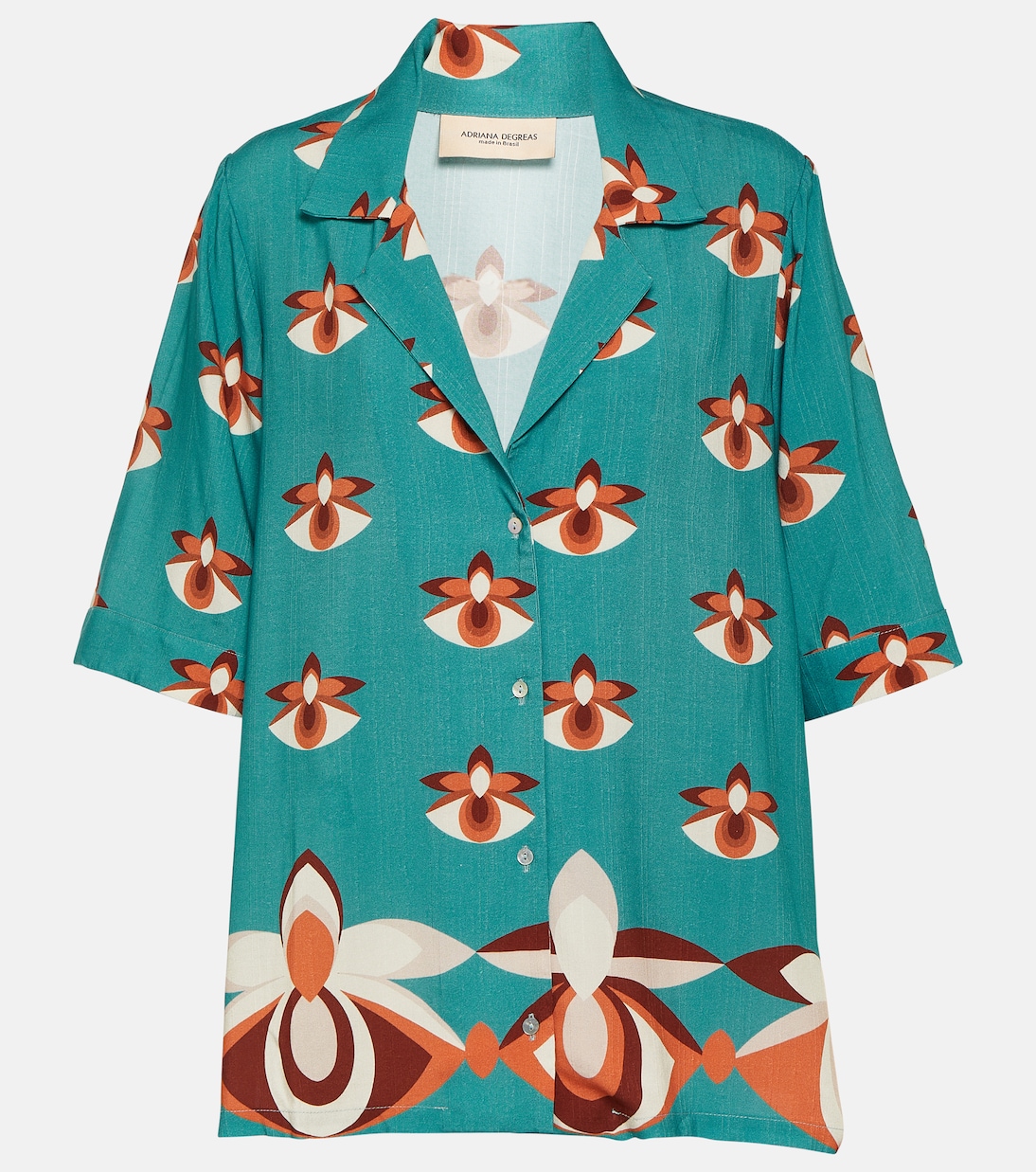 цена Рубашка с v-образным вырезом и принтом vintage orchid Adriana Degreas, синий