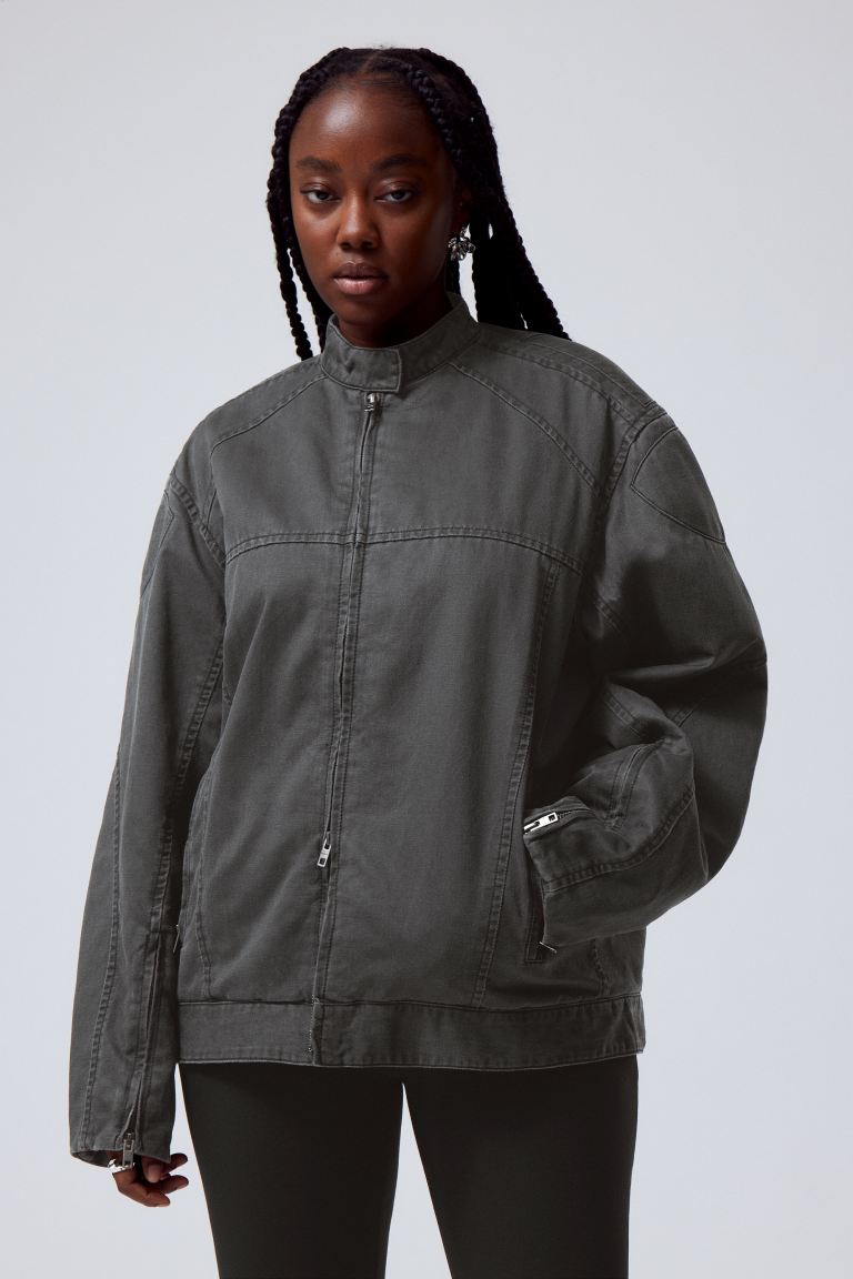 Байкерская куртка с покрытием reed H&M, черный
