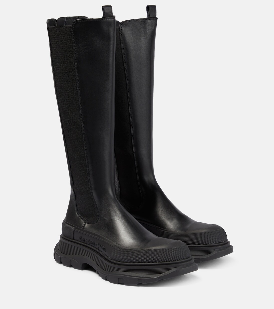 

Высокие кожаные сапоги Tread Slick Alexander McQueen, черный