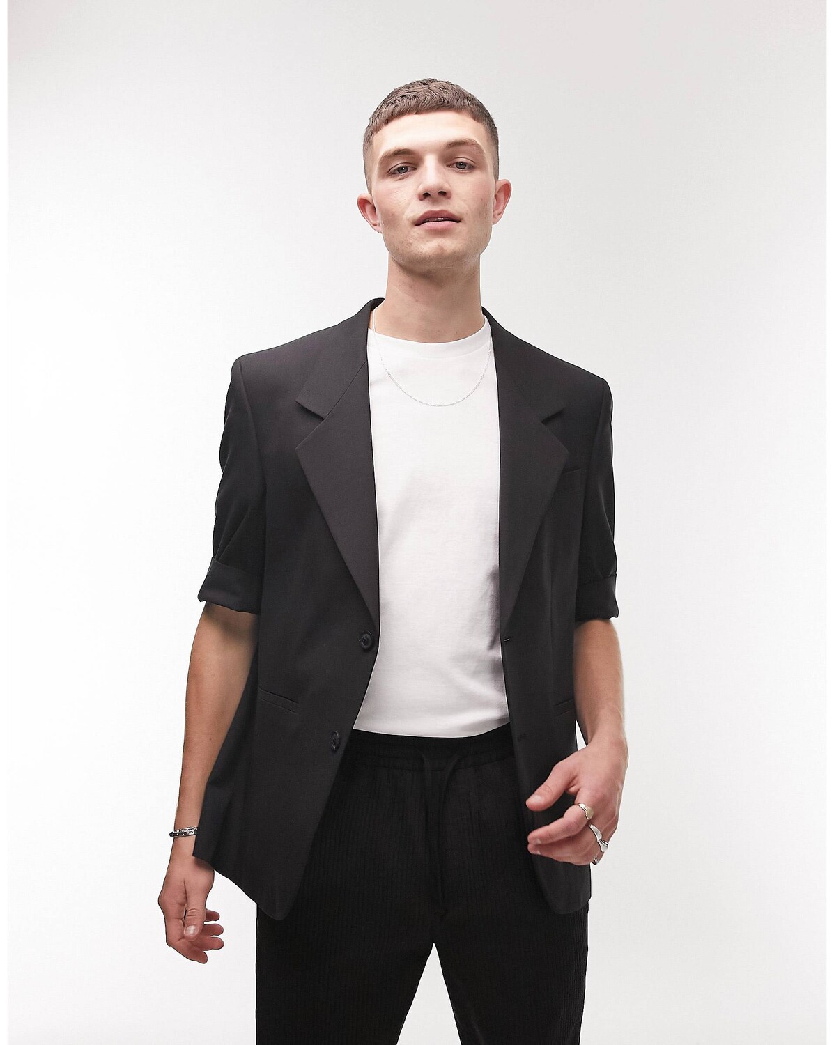 

Черный пиджак с короткими рукавами Topman