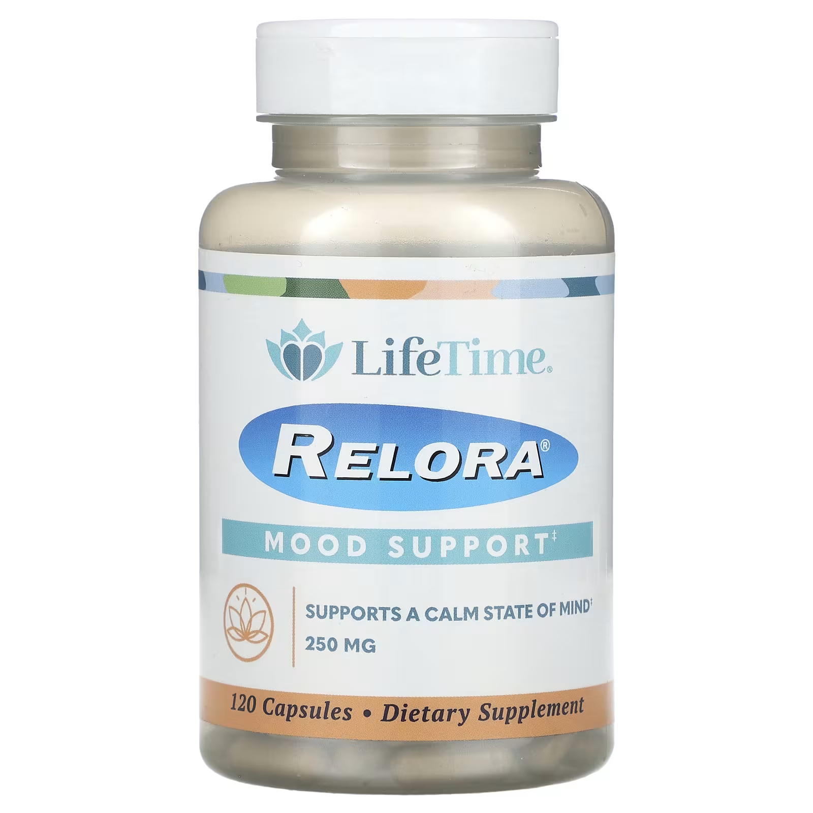 Витамины LifeTime Vitamins Relora Mood Support 250 мг, 120 капсул lifetime витамины успокаивают и успокаивают с relora 60 капсул lifetime vitamins
