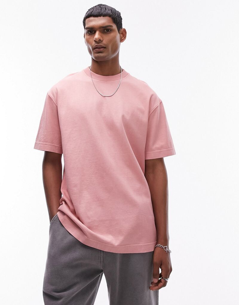 

Розовая футболка оверсайз Topman