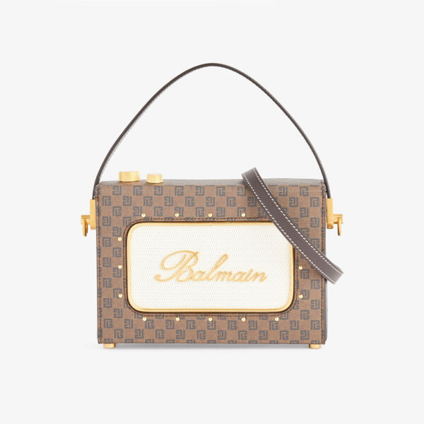 

Миниатюрная холщовая сумка через плечо radio Balmain, цвет noir/marron/sable