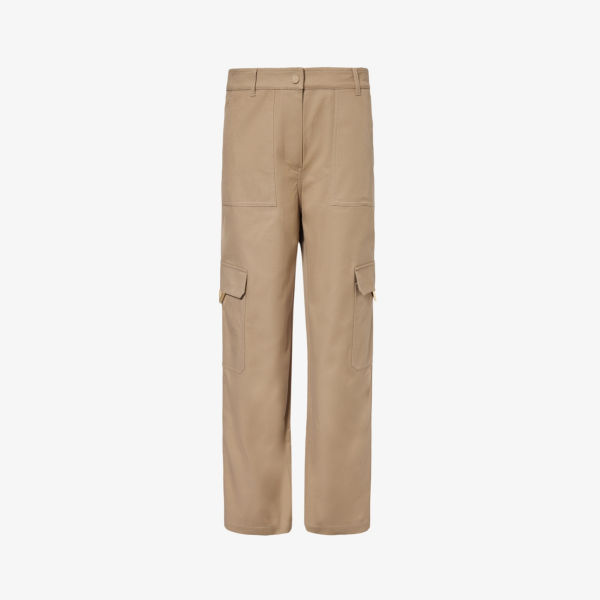 Прямые брюки из эластичного хлопка со средней посадкой Valentino Garavani, бежевый