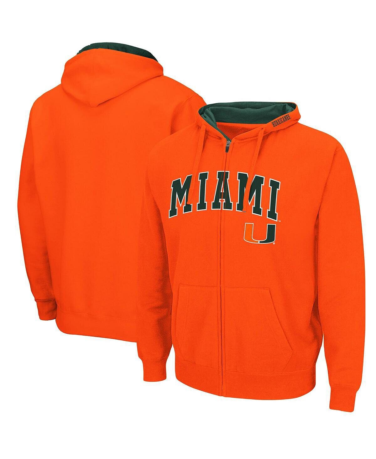 

Мужская оранжевая толстовка с молнией во всю длину Miami Hurricanes Arch Logo 3.0 Colosseum