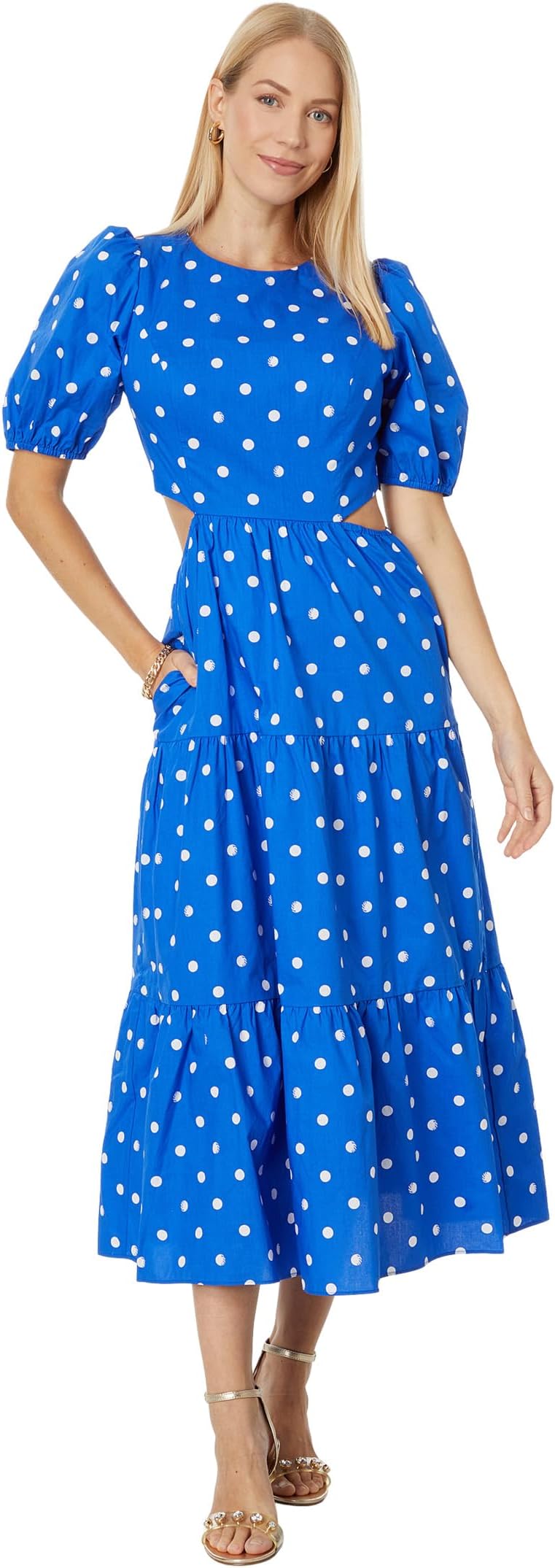 Хлопковое платье миди Lyssa Lilly Pulitzer, цвет Blue Grotto Hotter Spot