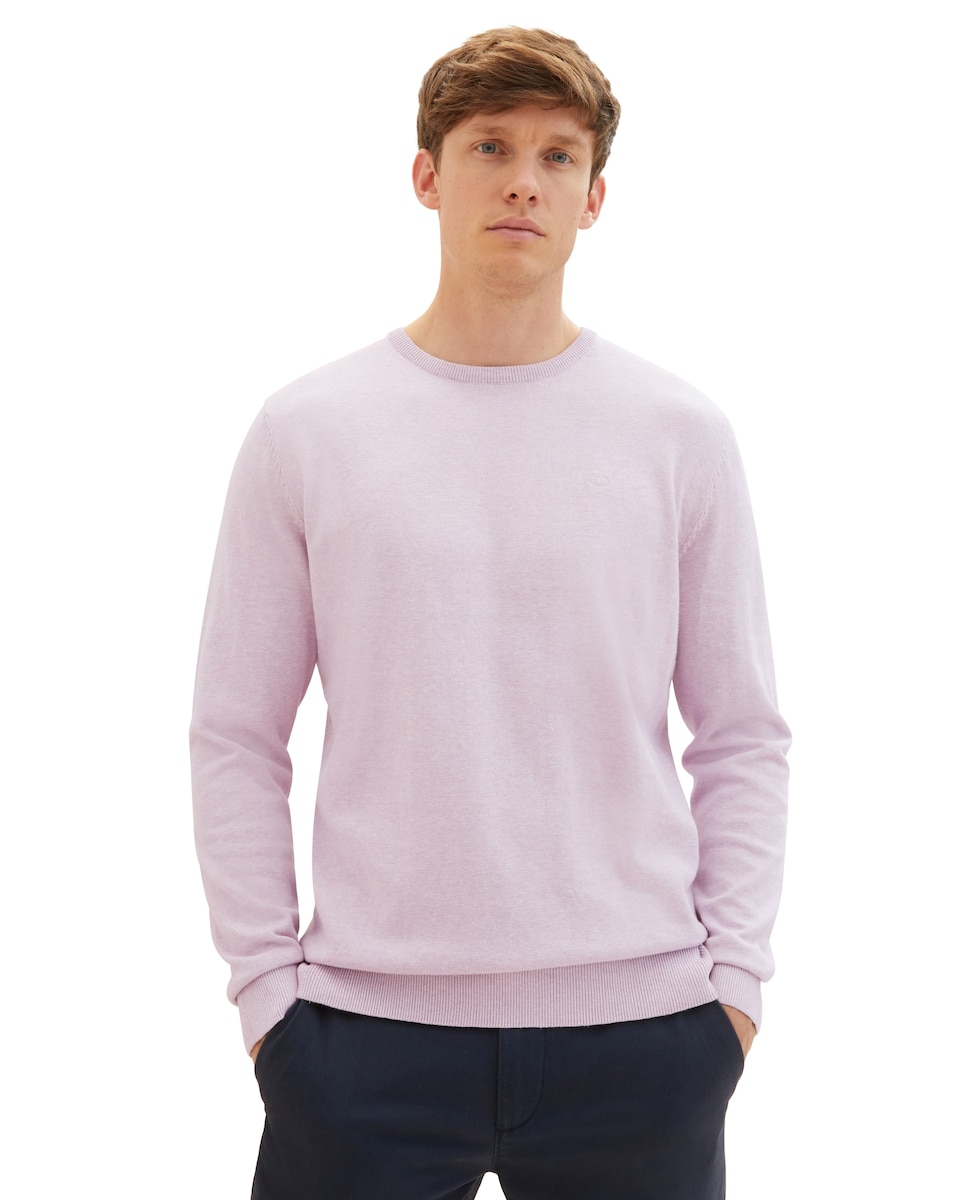 Мужской розовый свитер с круглым вырезом Tom Tailor, розовый новинка 2023 мужской свитер в клетку с длинным рукавом модный повседневный мужской универсальный пуловер с круглым вырезом вязаный свитер