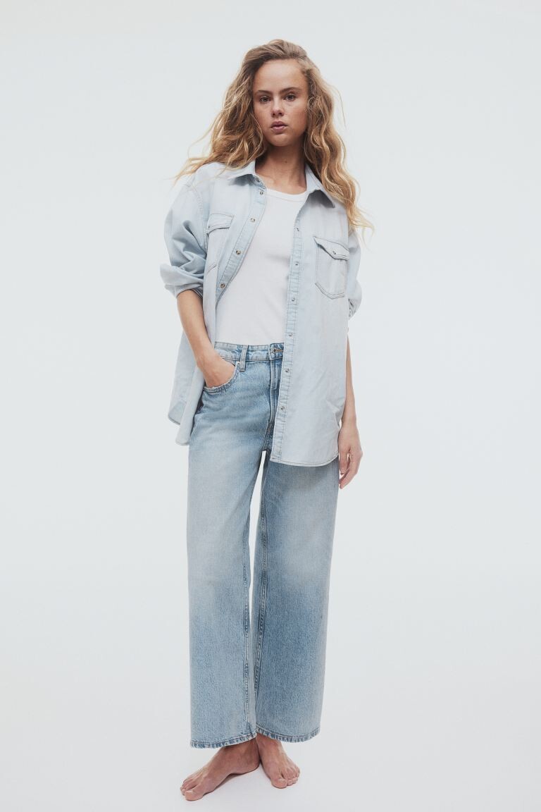 

Широкие укороченные джинсы H&M, синий