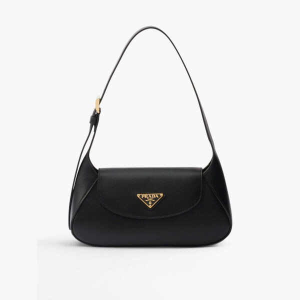 

Маленькая кожаная сумка через плечо Brand-Plaque Prada, черный