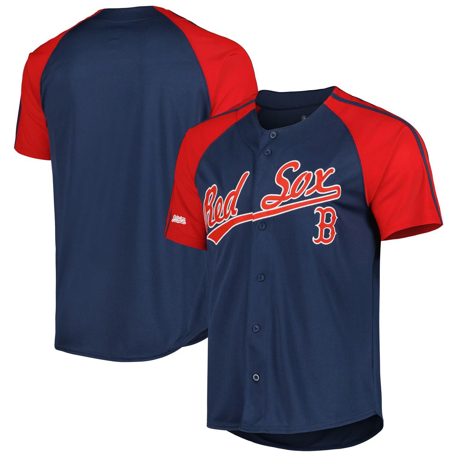 цена Мужской темно-синий модный трикотаж реглан на пуговицах Boston Red Sox Stitches