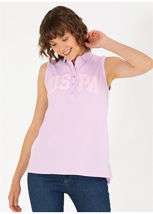 

Однотонная розовая женская футболка с круглым вырезом U.S. Polo Assn.
