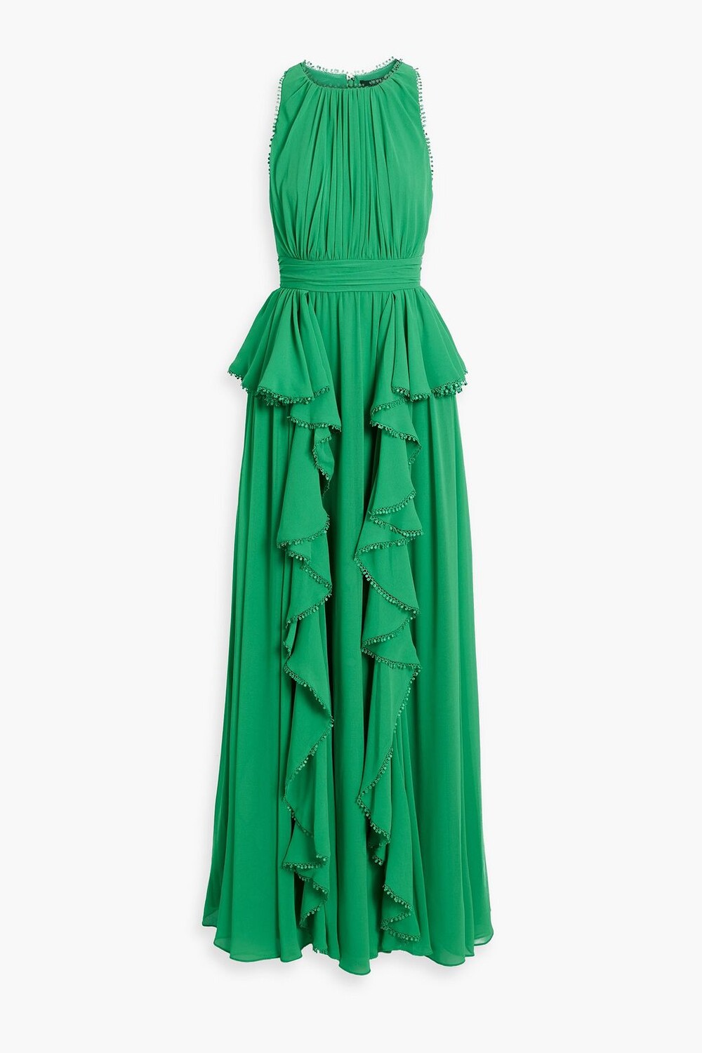 

Платье миди из крепа с оборками, отделанное крючком BADGLEY MISCHKA, зеленый