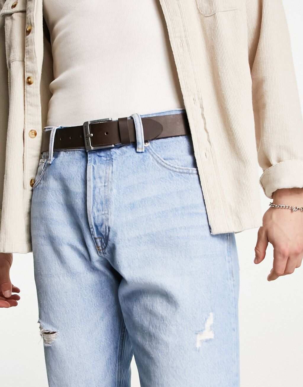 

Коричневый кожаный ремень Jack & Jones