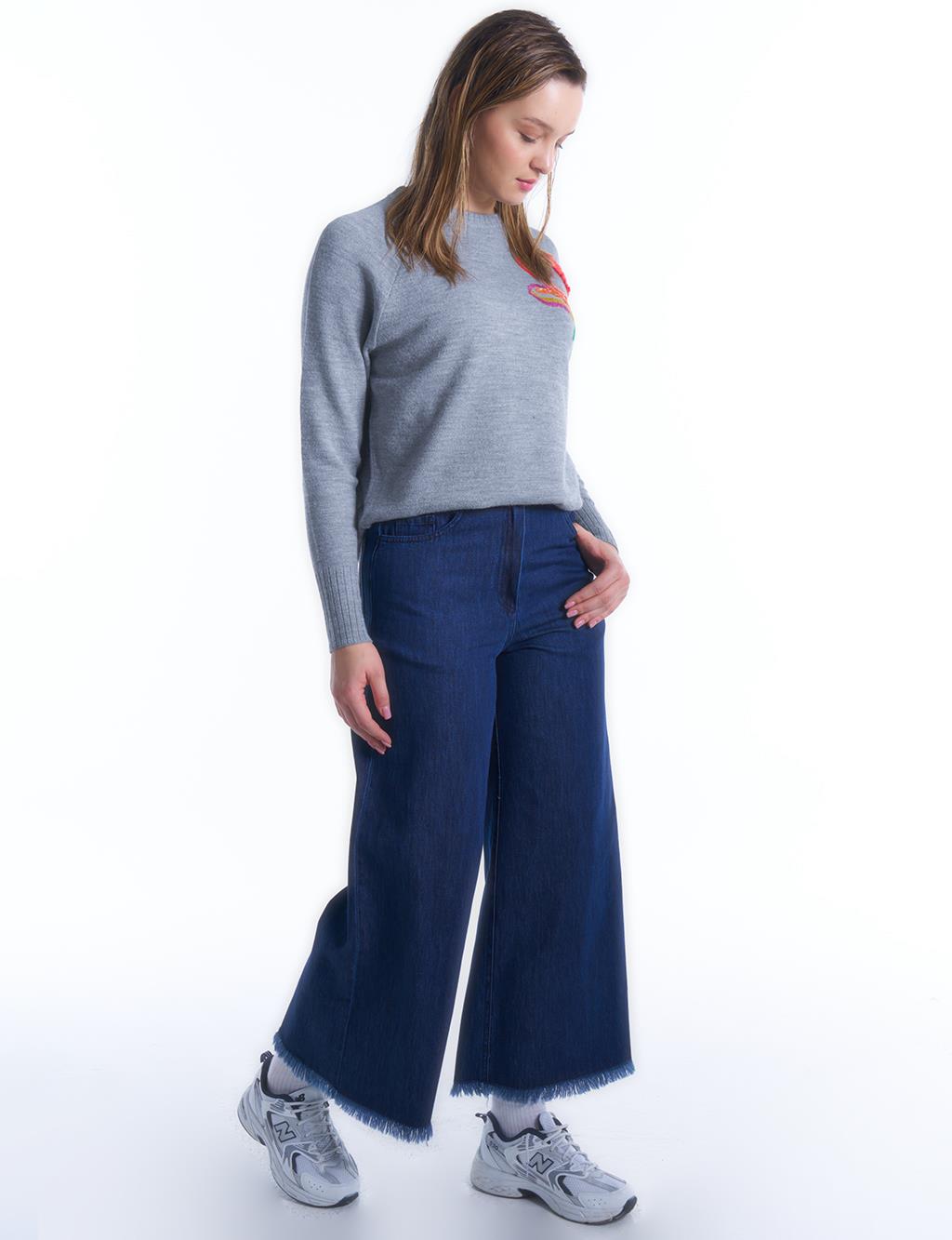 Джинсовые брюки с эластичной резинкой на талии индиго Kayra