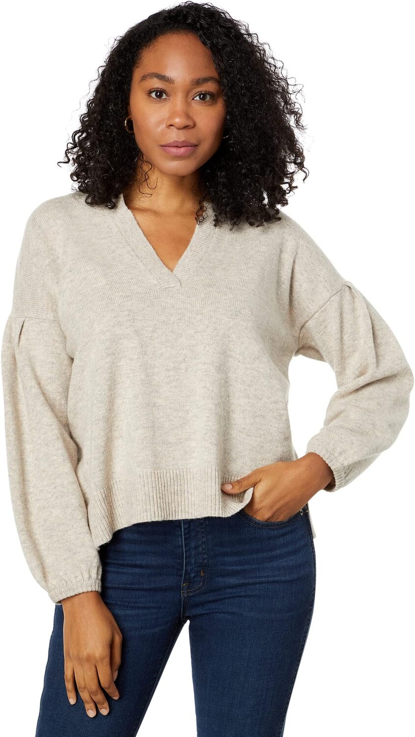 

Пуловер Wiltshire с v-образным вырезом Madewell, цвет Heather Cobblestone