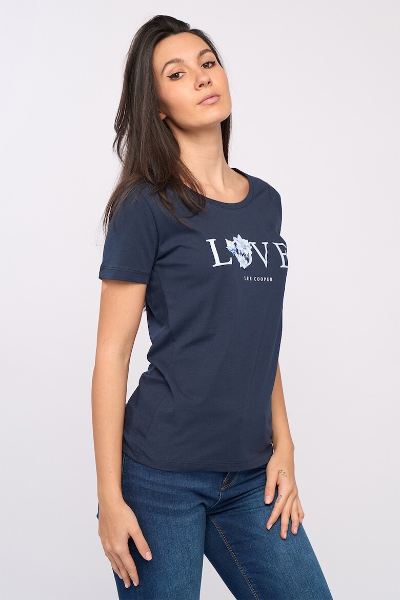 

Хлопковая футболка с овальным вырезом Lee Cooper, синий