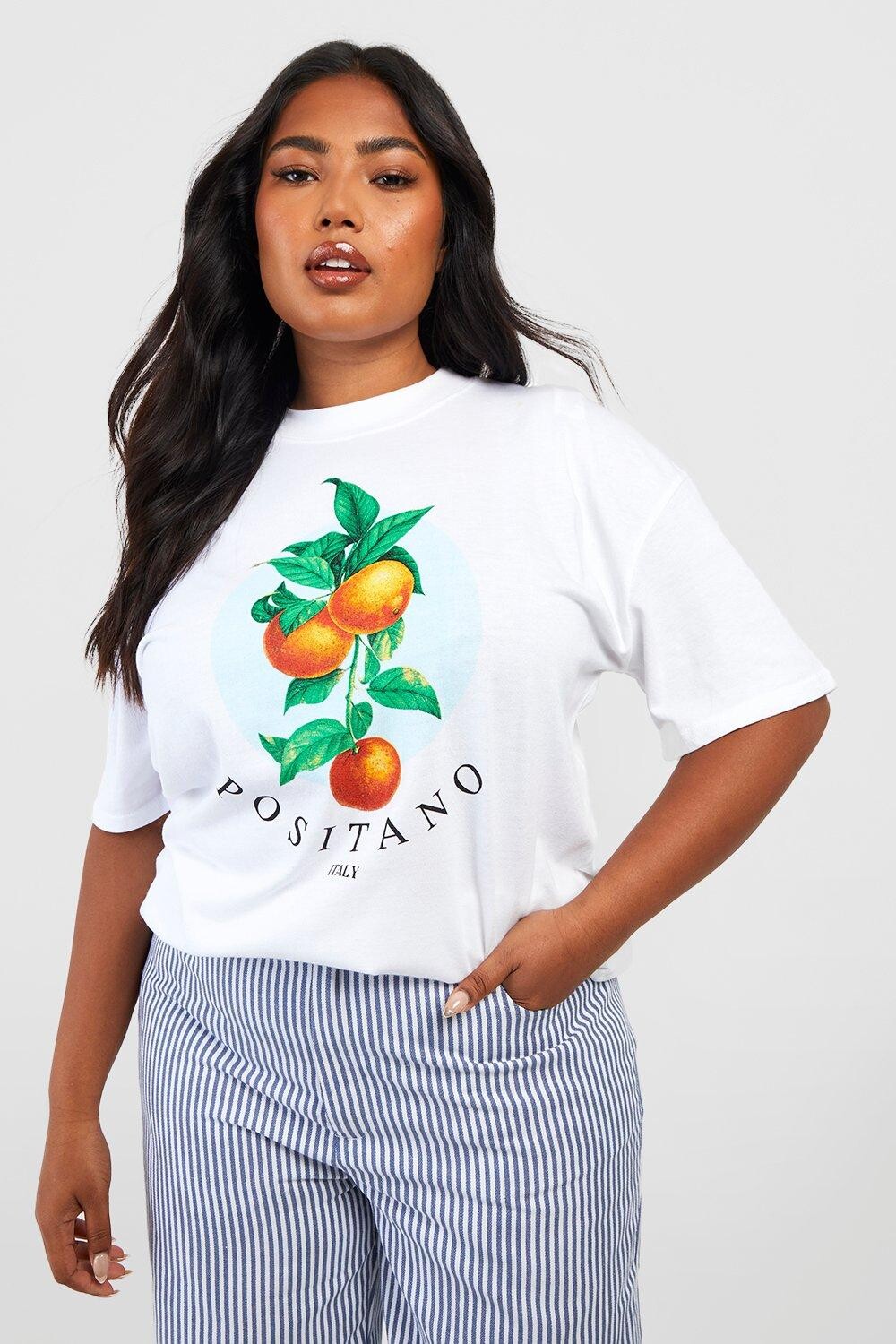 

Футболка оверсайз plus positano Boohoo, белый