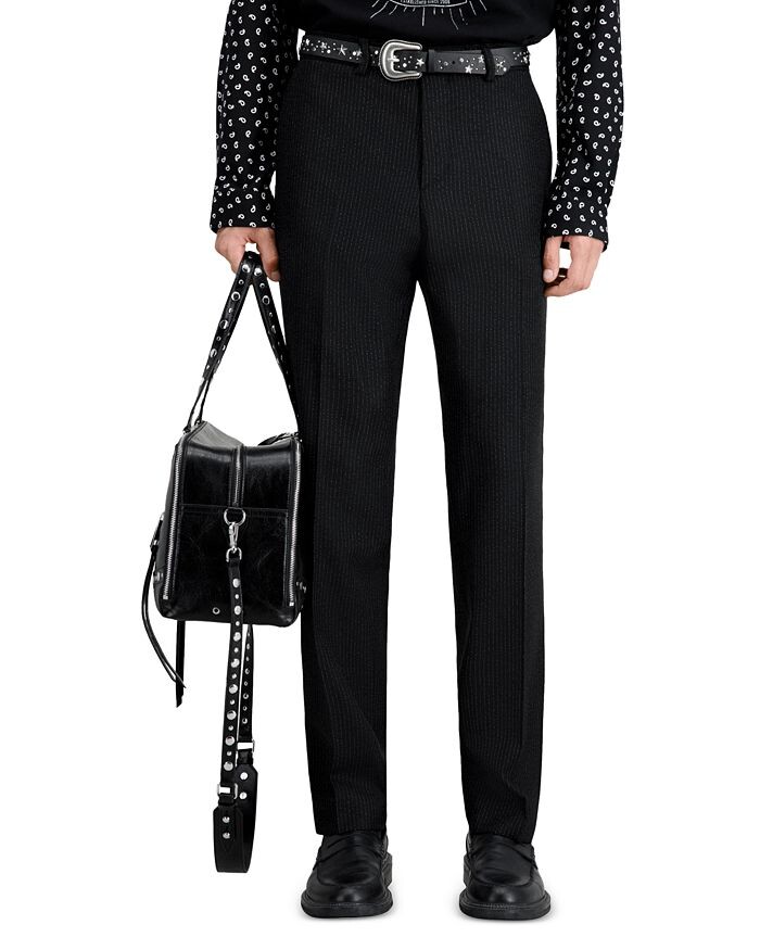 

Полосатые брюки прямого кроя The Kooples, черный