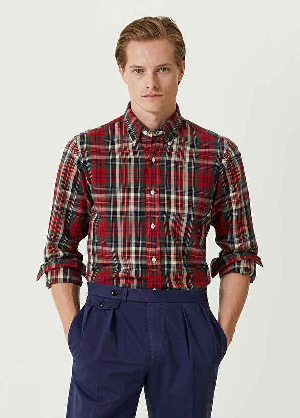 

Зелено-красная рубашка с узором в шотландскую клетку Polo Ralph Lauren