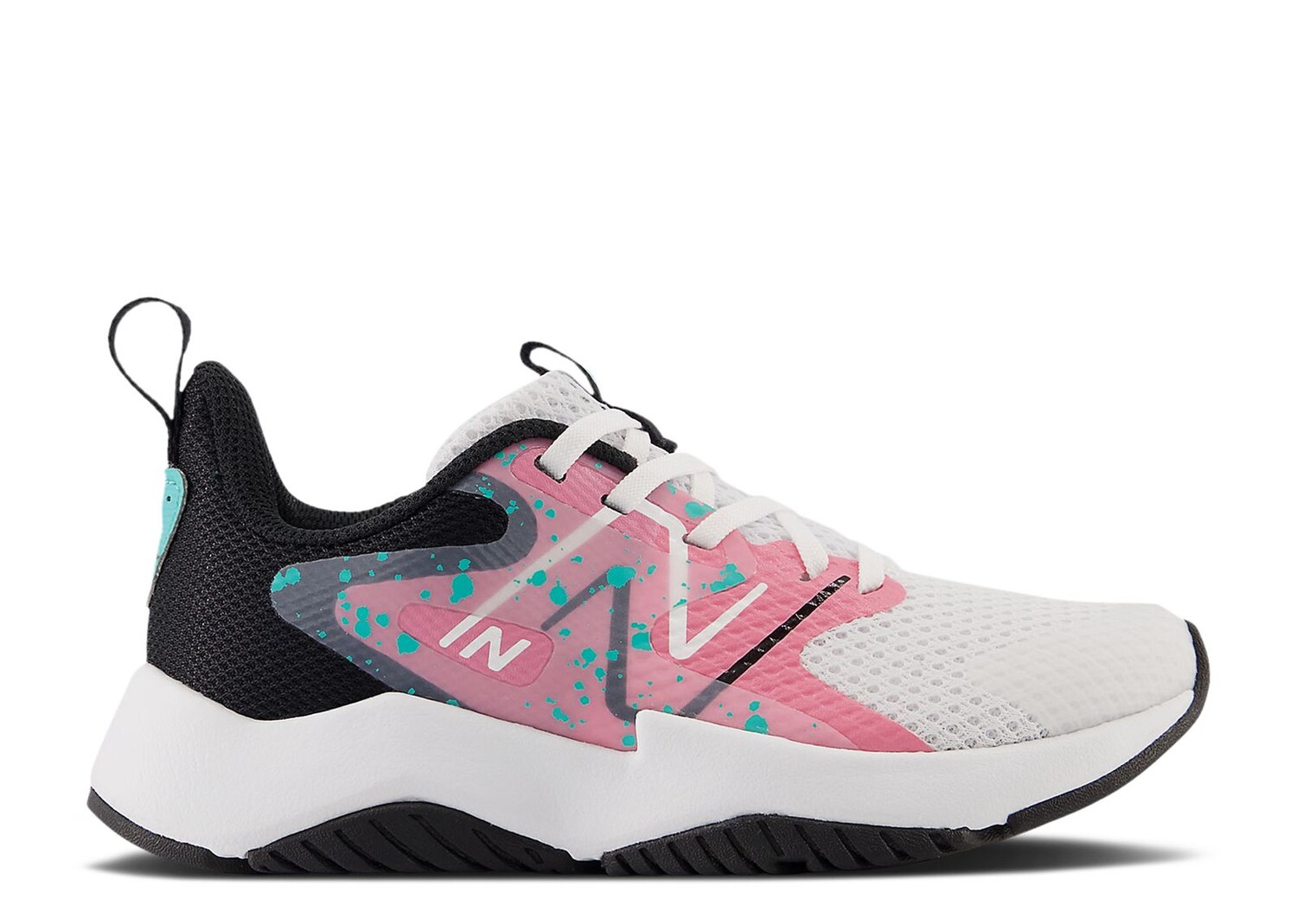 

Кроссовки New Balance Rave Run V2 Little Kid 'White Real Pink Paint Splatter', белый