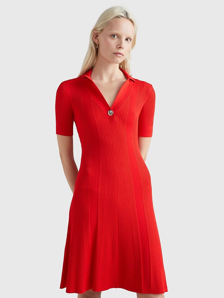 

Платье поло узкого кроя в рубчик Tommy Hilfiger