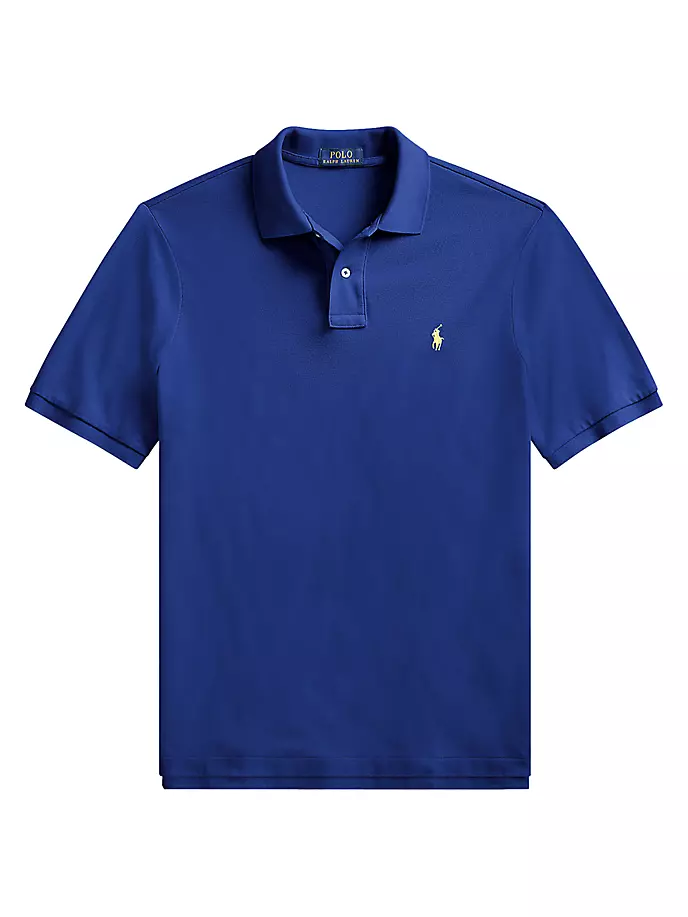цена Облегающая футболка-поло из хлопковой сетки на заказ Polo Ralph Lauren, цвет fall royal