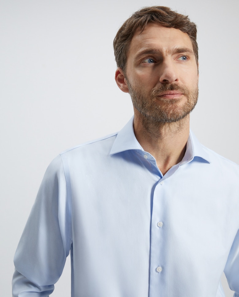 Мужская классическая рубашка без утюга, удлиненная, стандартного кроя Emidio Tucci, светло-синий