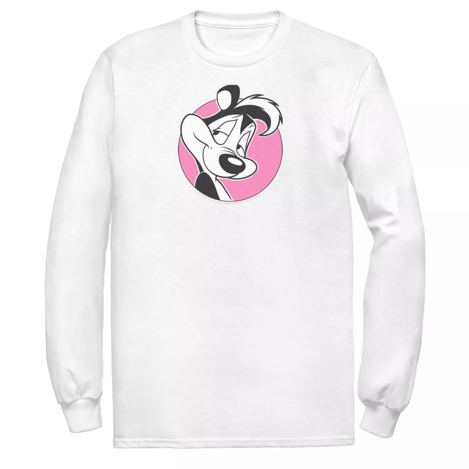 Мужская розовая футболка с портретом в форме круга Looney Tunes Pepe Le Pew Licensed Character