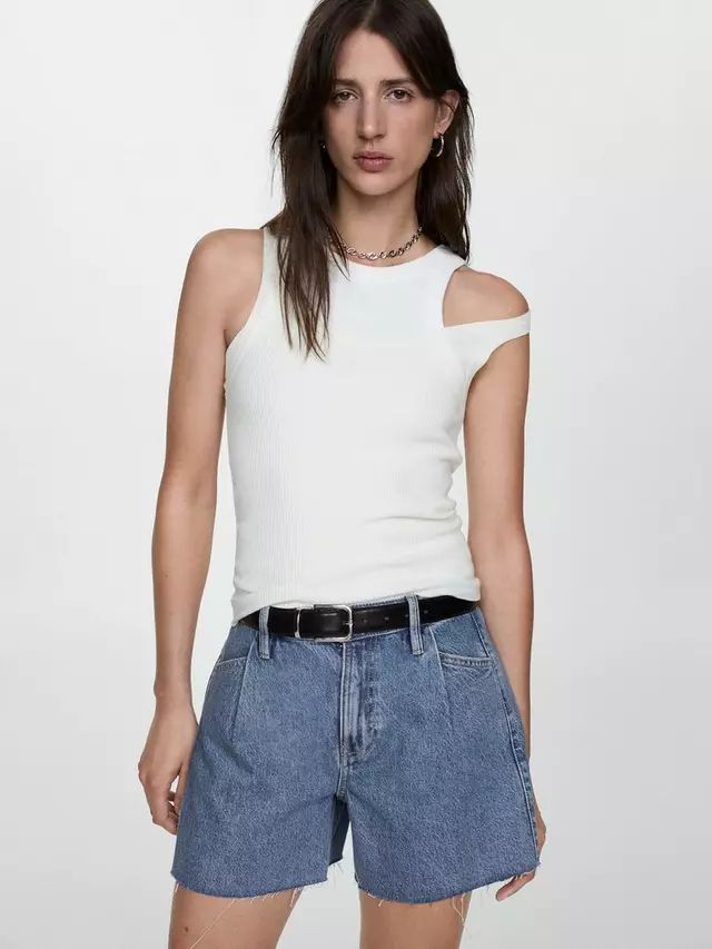 

Шорты Mango Ibiza Frayed Hem Denim, цвет open blue