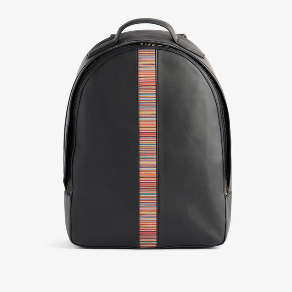 

Рюкзак из зерненой кожи с полосатыми вставками и молнией Paul Smith, черный