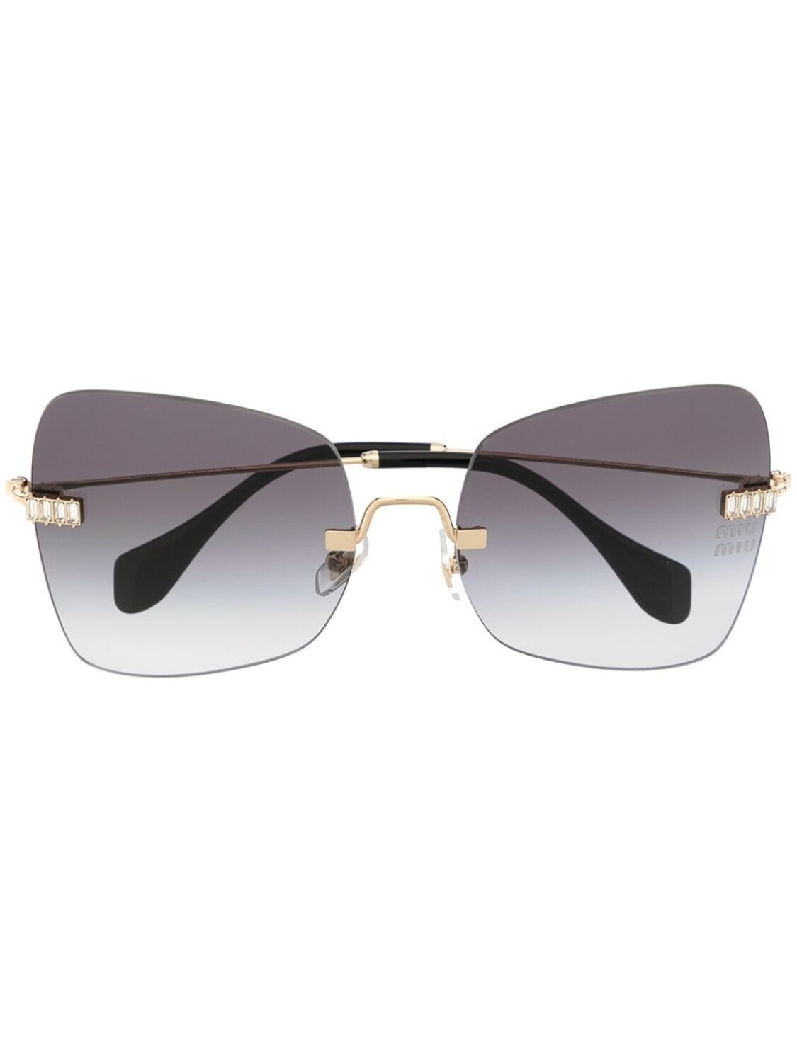 

Miu Miu Eyewear солнцезащитные очки в безободковой оправе, черный