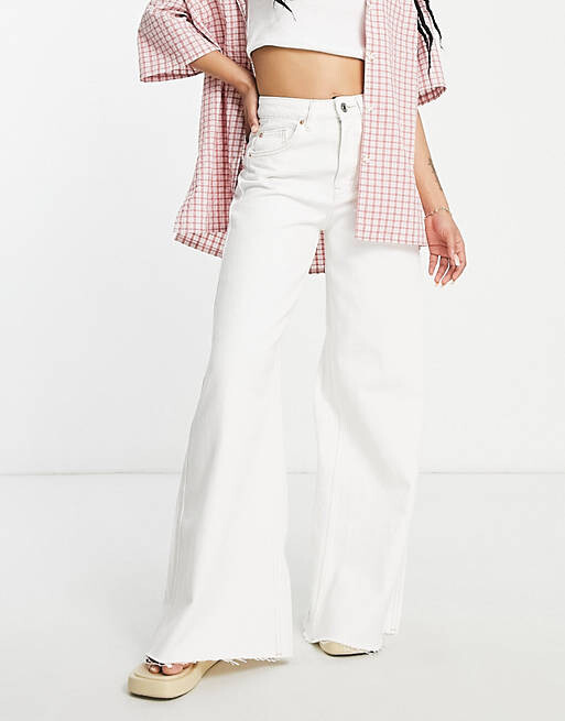 

Широкие джинсы для папы Bershka Petite цвета экрю