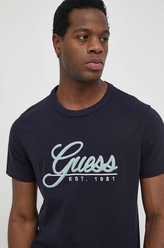 

Хлопковая футболка Guess, темно-синий