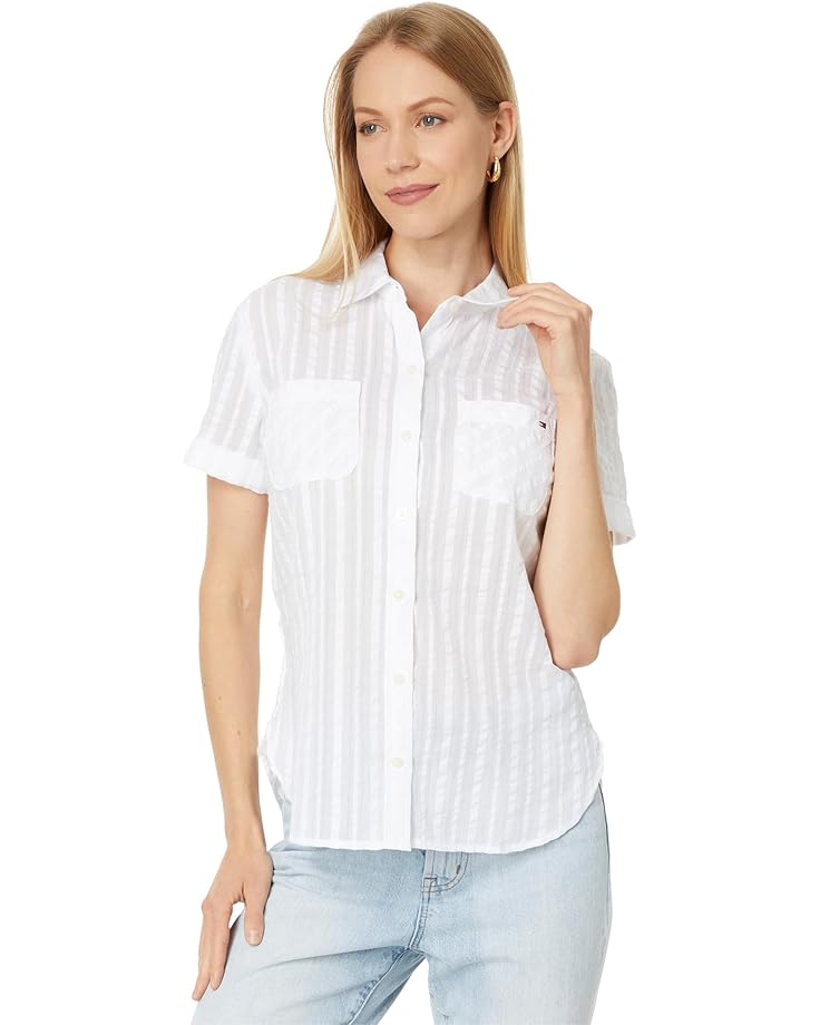 

Рубашка Tommy Hilfiger Dobby Stripe Camp Shirt, цвет Bright White