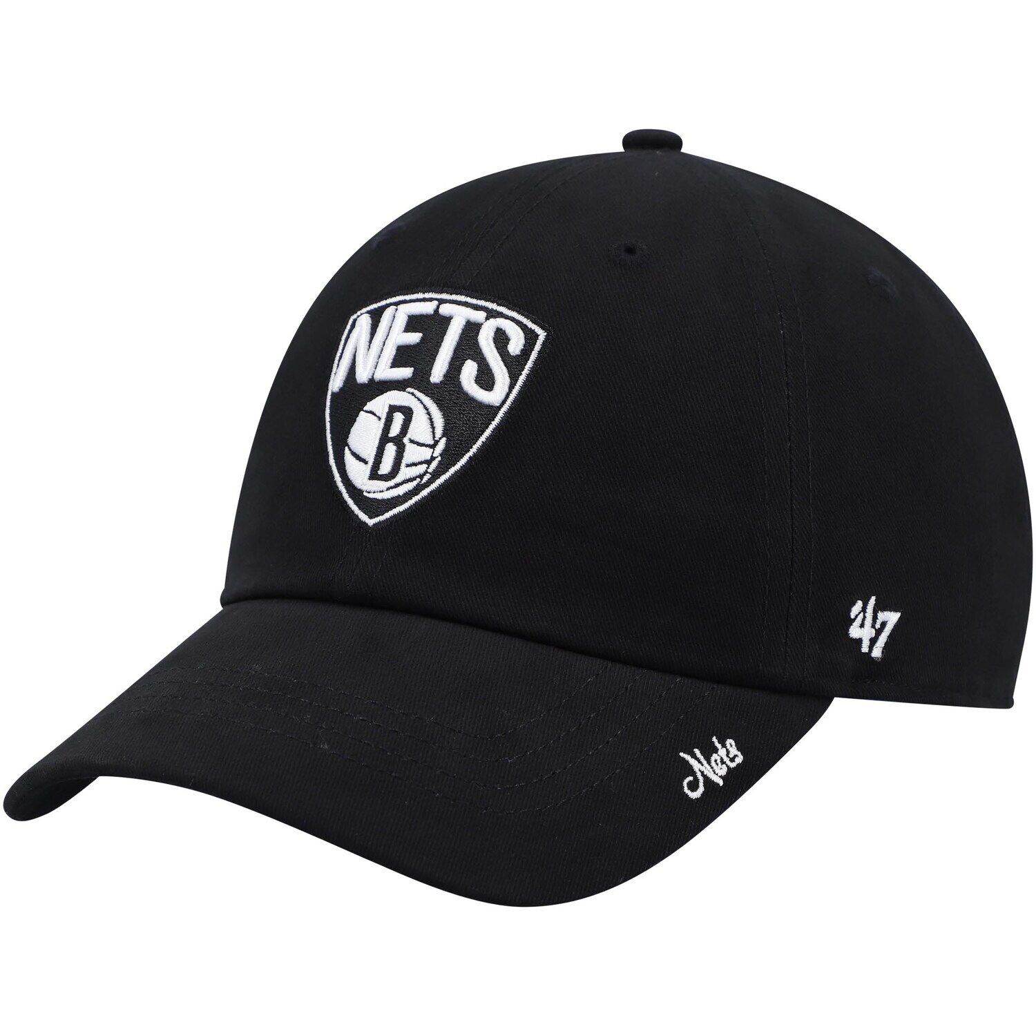 

Женская черная регулируемая кепка с логотипом Brooklyn Nets '47 Miata Clean Up