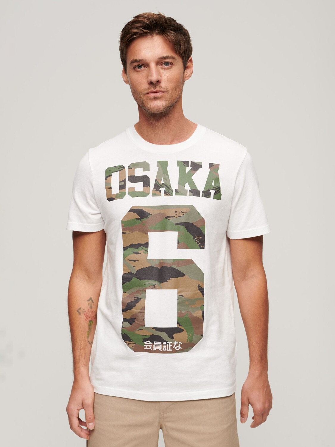 

Стандартная футболка с камуфляжным принтом Osaka 6 Superdry, белый/мульти