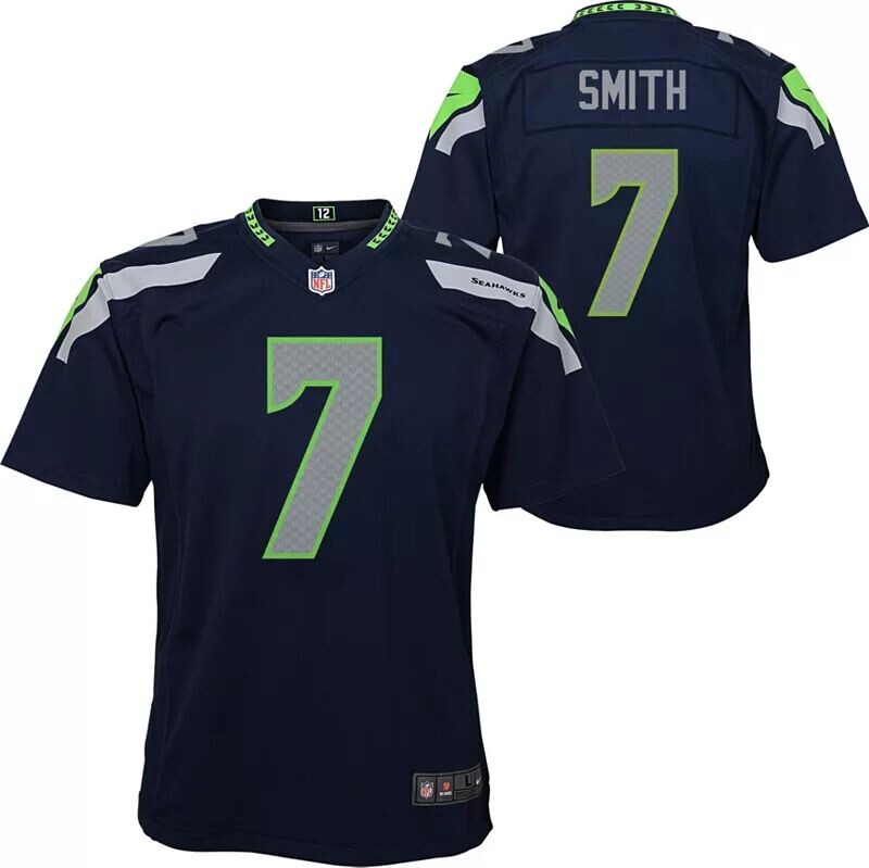 

Молодежная футболка Nike Seattle Seahawks Geno Smith #7 темно-синего игрового цвета
