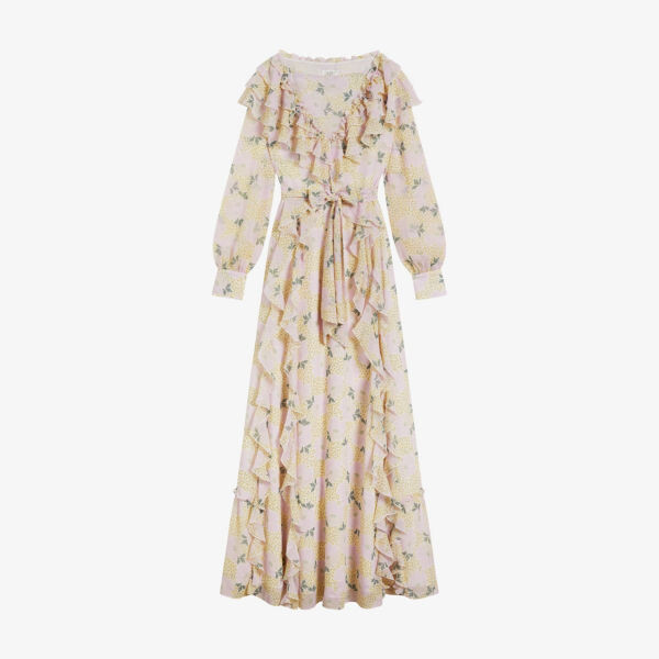 

Тканое платье макси Vivyana с оборками Ted Baker, желтый