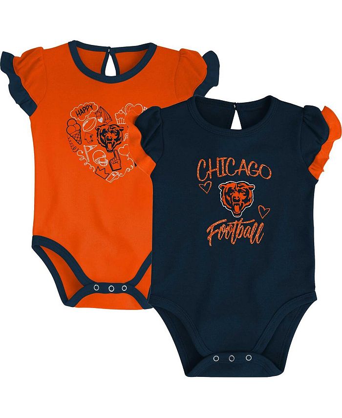 Комплект боди из двух частей темно-синего и оранжевого цветов для новорожденных Chicago Bears Too Much Love Outerstuff, синий цена и фото