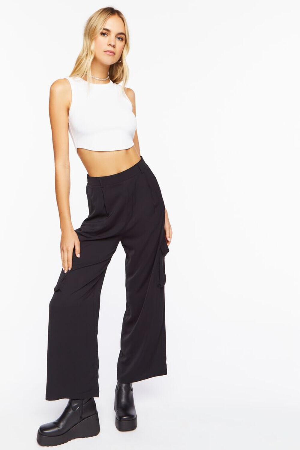 

Широкие брюки из крепа Forever 21, черный