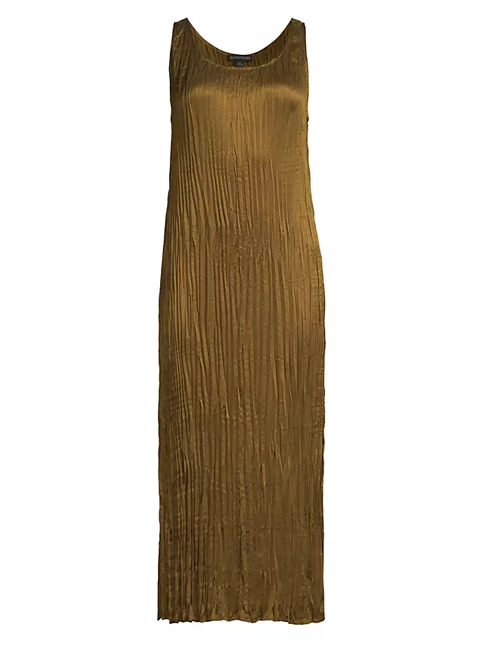 

Плиссированное платье-миди из купро Eileen Fisher, оливковый
