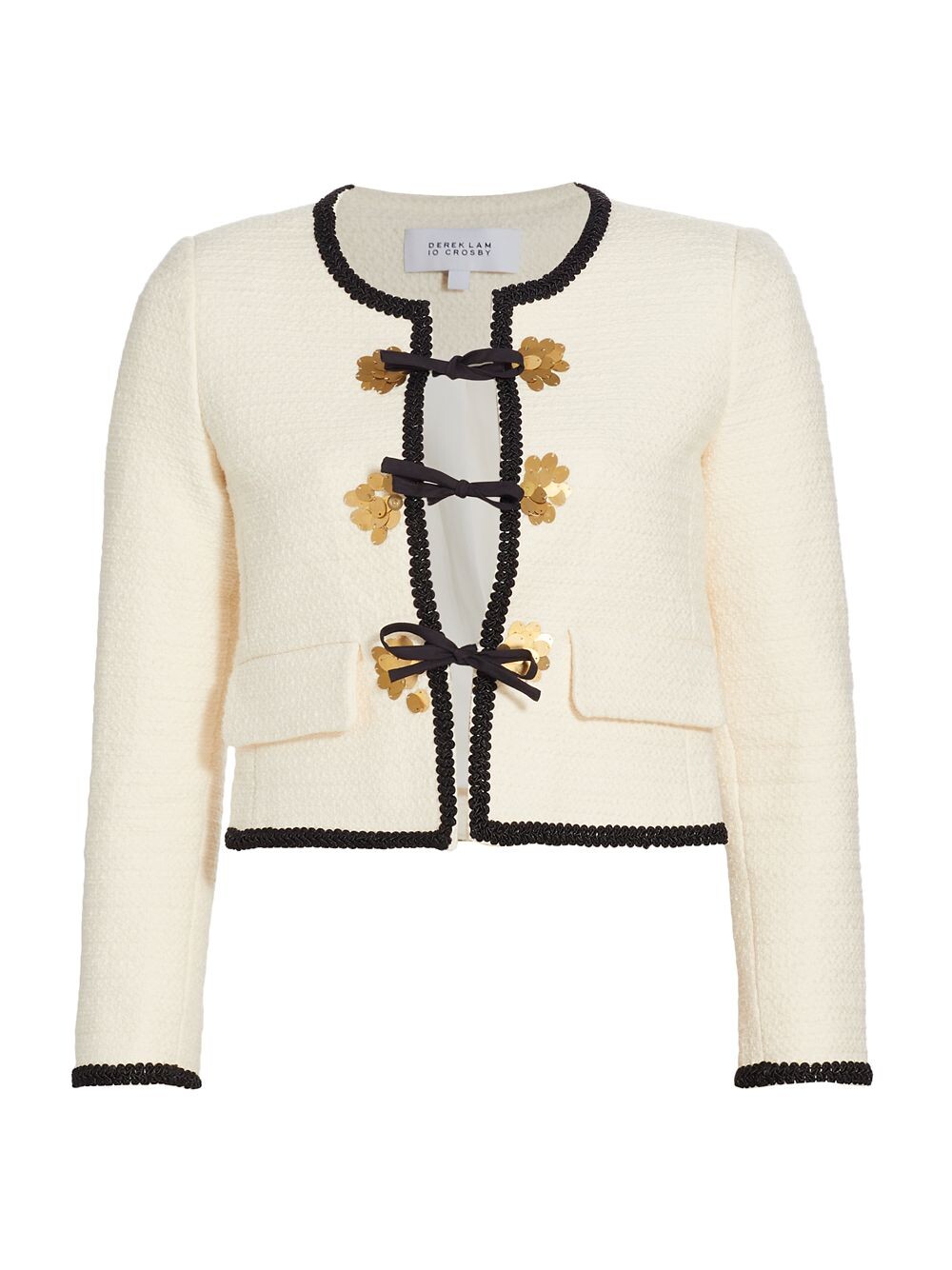

Украшенная хлопковая куртка Benissa Derek Lam 10 Crosby, экру