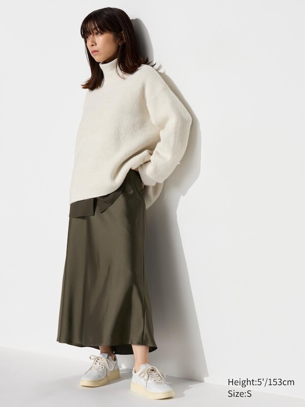 

Атласная юбка короткая Uniqlo, зеленый