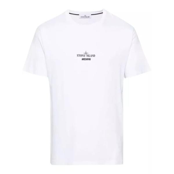 

Футболка logo print at the chest cotton t-shirt Stone Island, белый