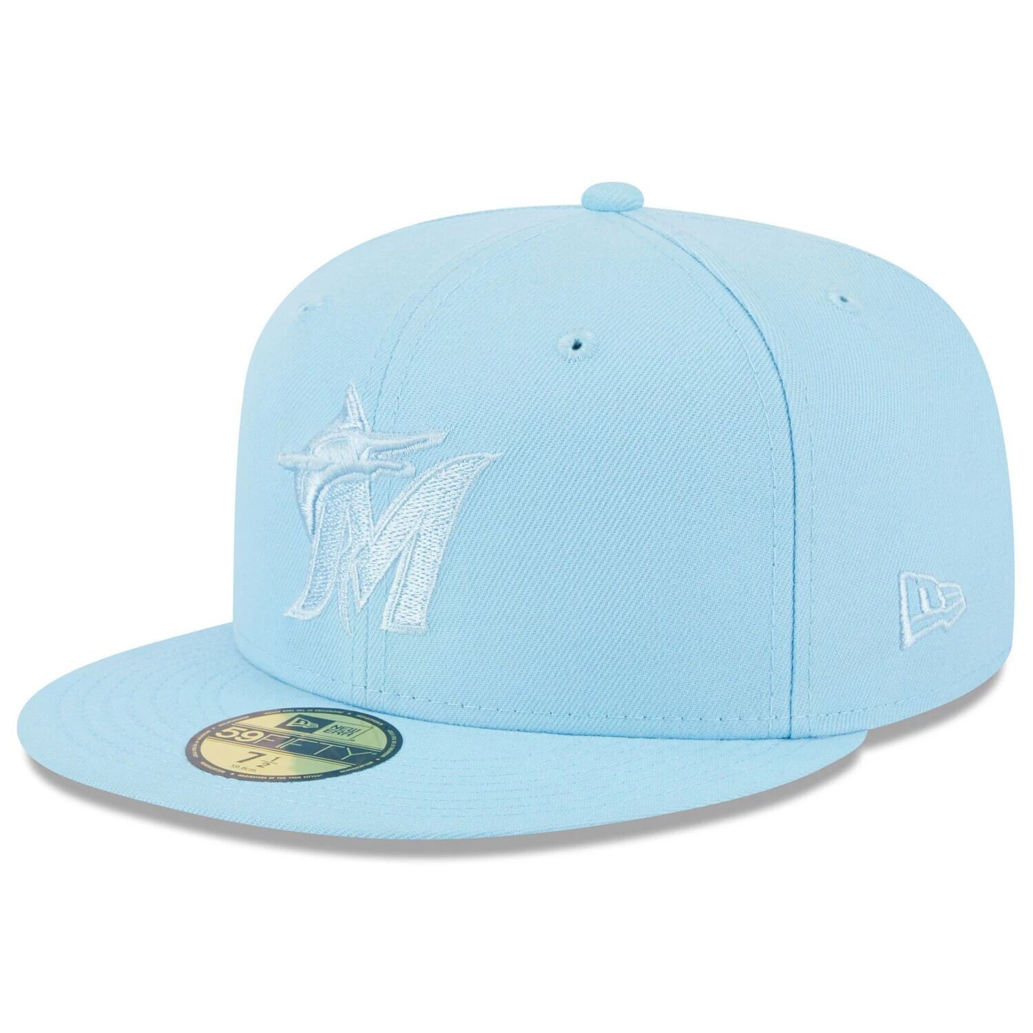 

Мужская облегающая шляпа New Era Голубая Miami Marlins 2023 Spring Color Basic 59FIFTY