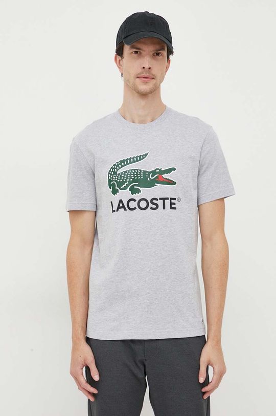 Хлопковая футболка Lacoste, серый