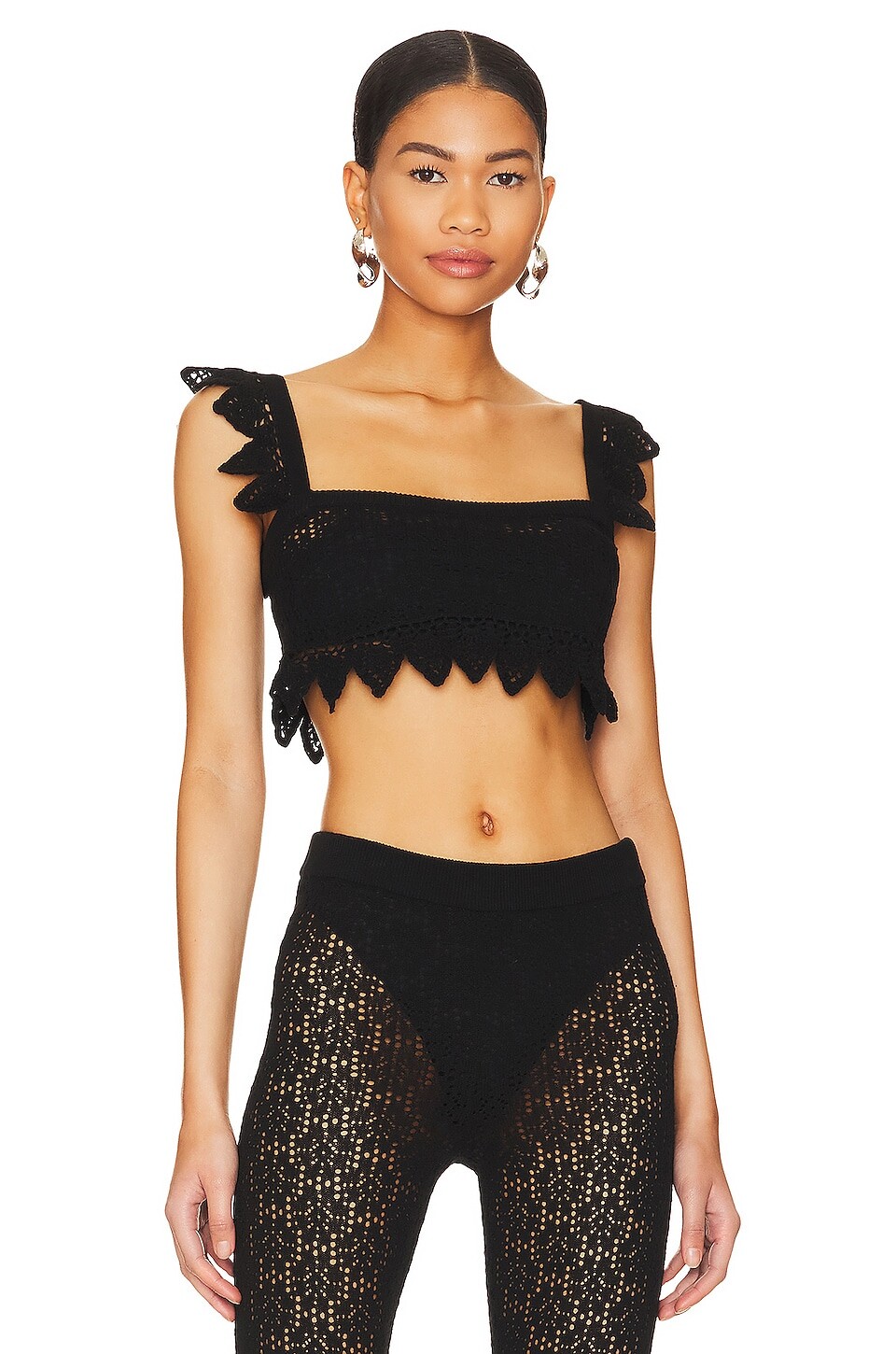 

Топ MAJORELLE Karenza Pointelle Crop, черный