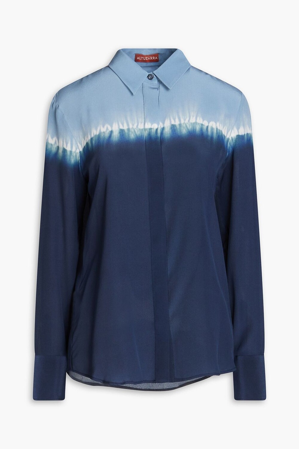 

Рубашка из шелкового крепа цвета Berry Blue Shibori ALTUZARRA, нави