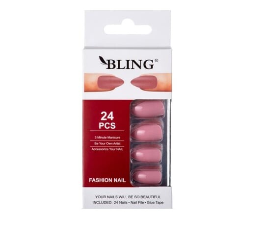 

Типсы BLING, Искусственные ногти, Fashion Nail (24 шт.) – грязно-розовый
